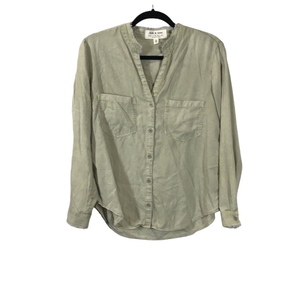 Anthropologie Cloth & Stone Women's Button Up Top Size Small Long Sleeve Frayed